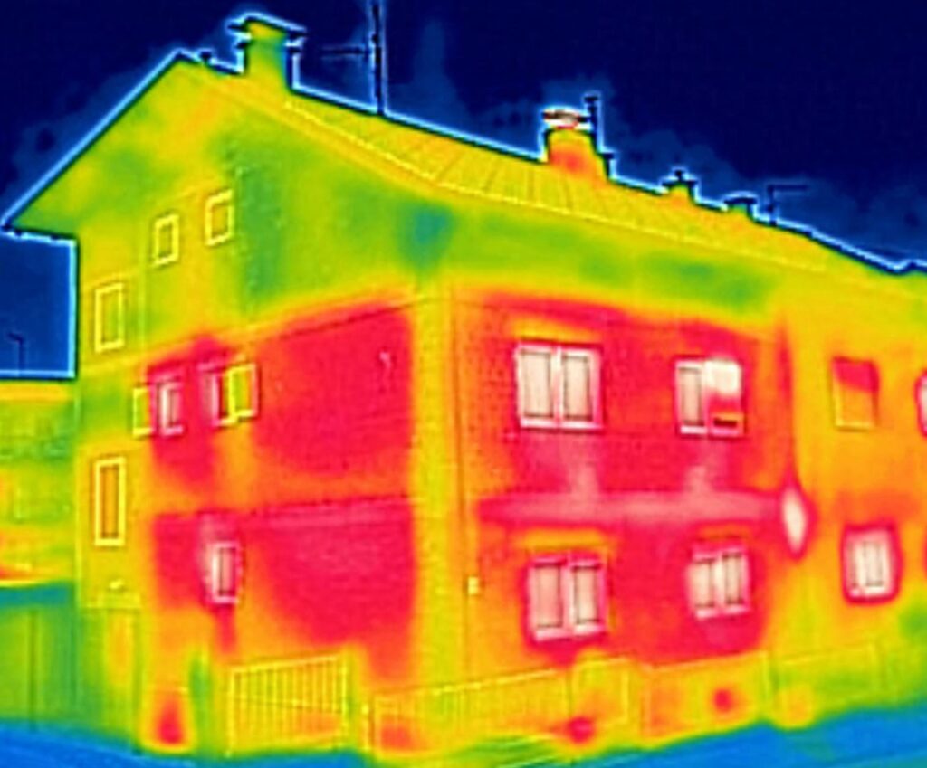 Thermal Photograph of home depicting heat loss