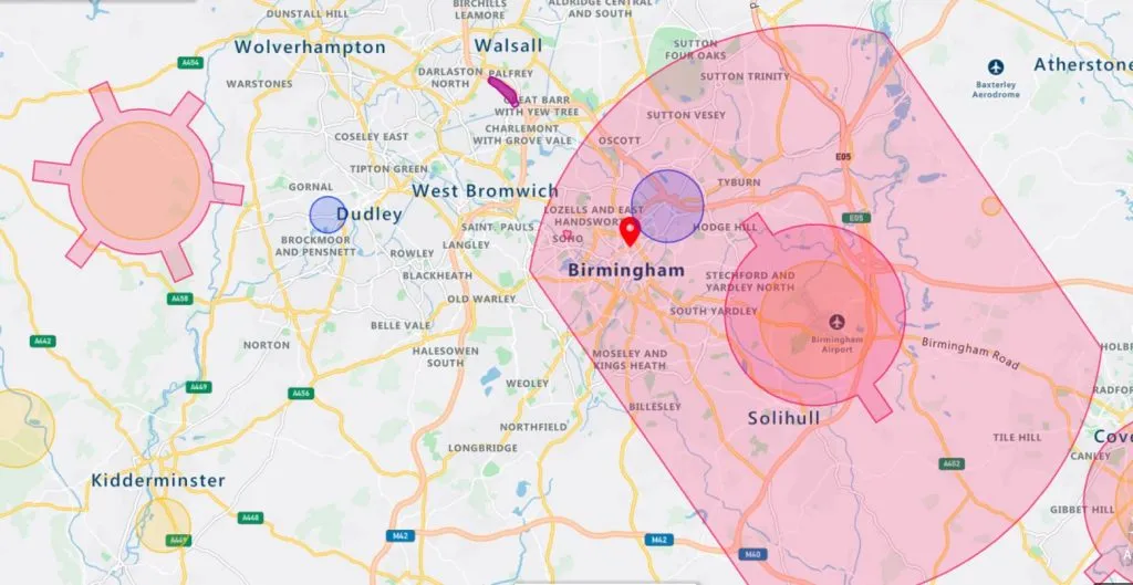 Birmingham drone airspace map