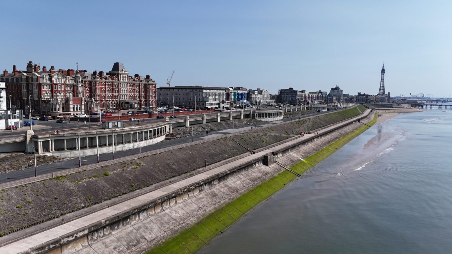 Blackpool seafront from a drone