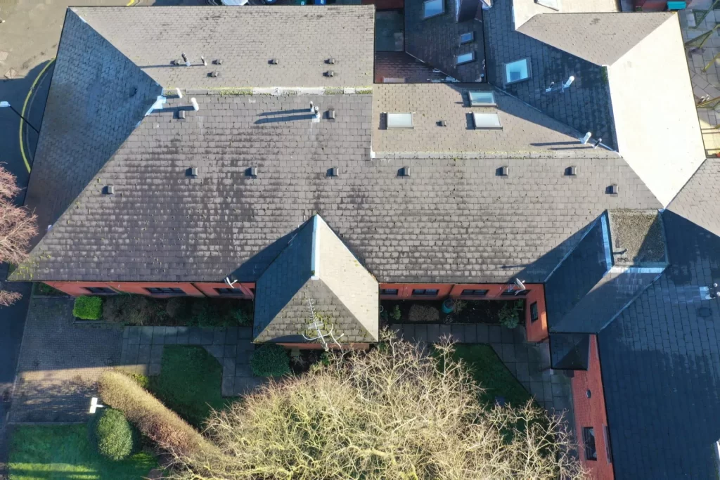 Aerial roof overview from a drone survey
