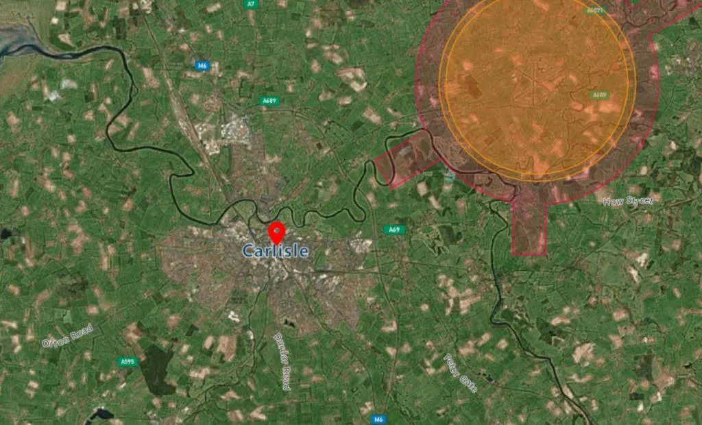 Carlisle drone airspace map