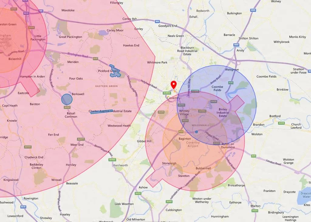 Coventry drone airspace map