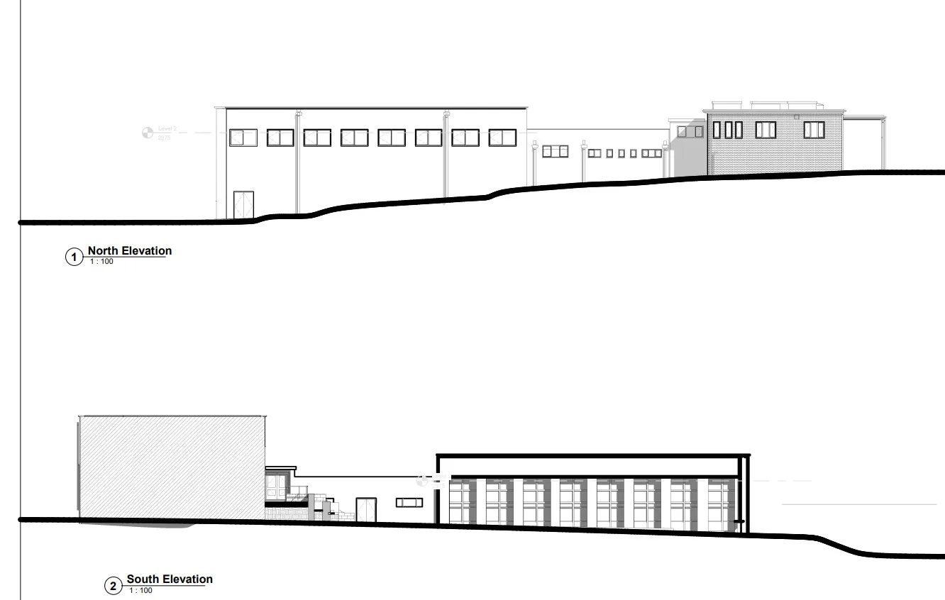Measured north and south elevation drawings