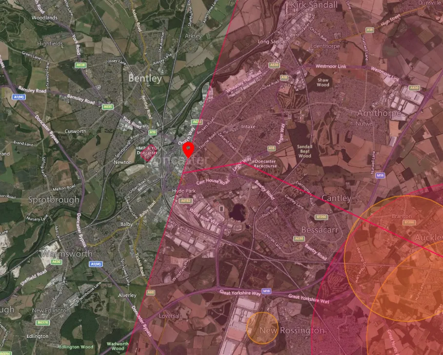 Doncaster drone airspace map
