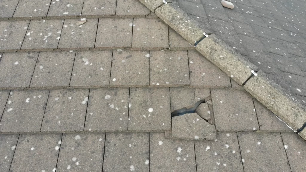 Broken tile found on a commercial roof