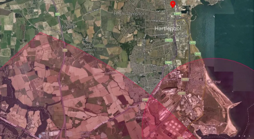 Hartlepool drone airspace map