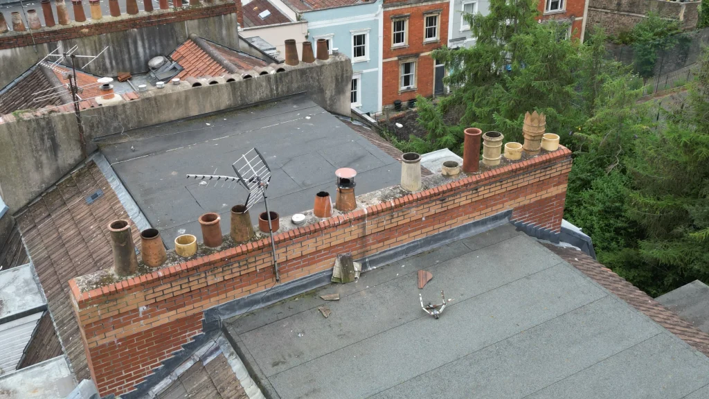 Damaged row of chimneys found by drone