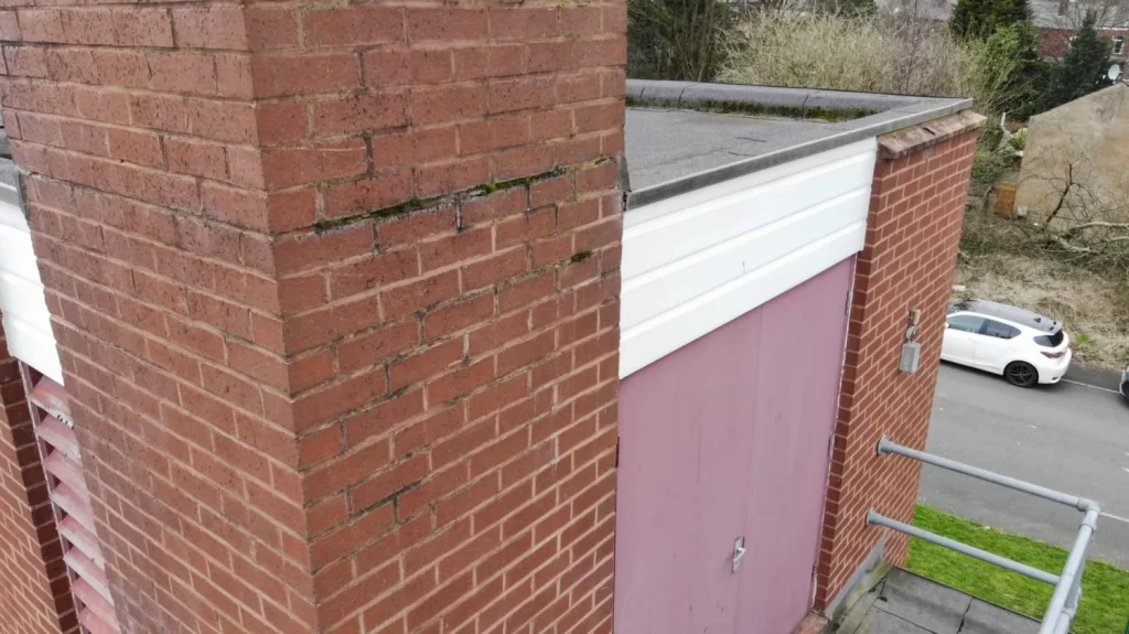 Damaged wall drone inspection