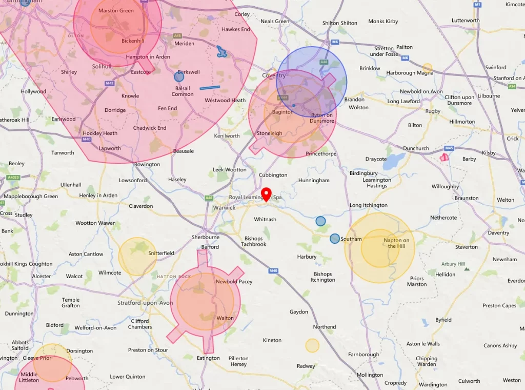 Leamington Spa drone airspace map