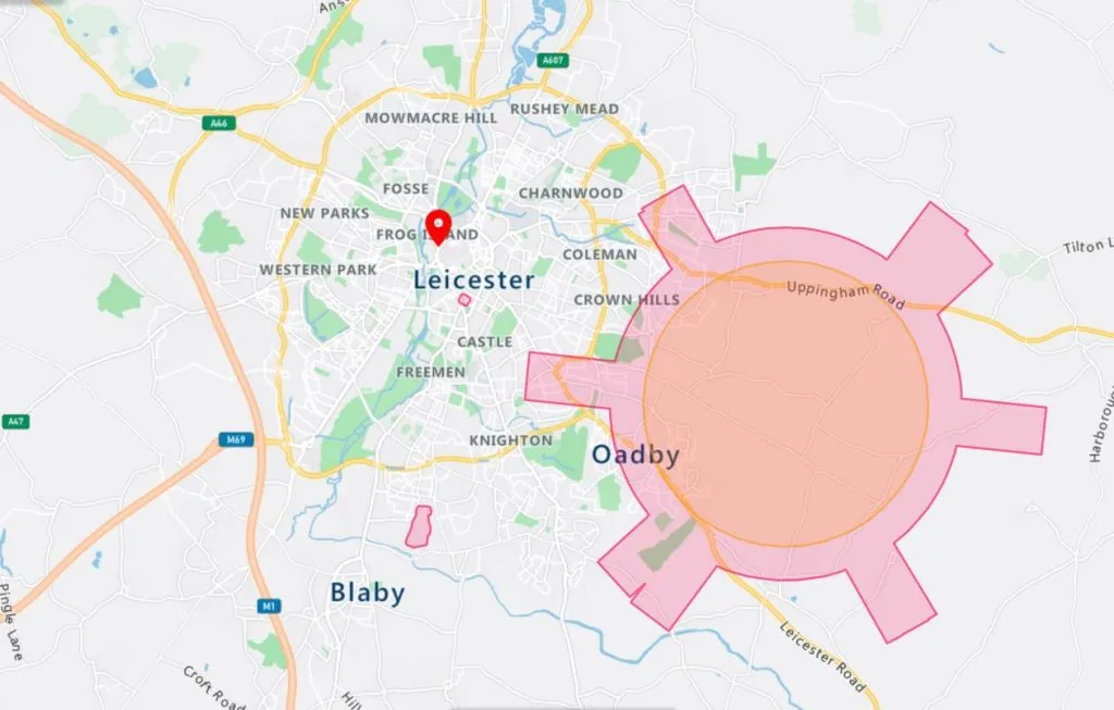 Leicester drone airspace map