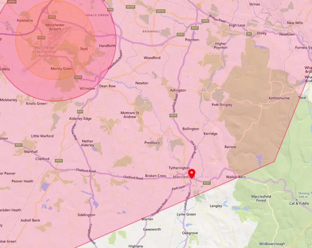 Macclesfield drone airspace map