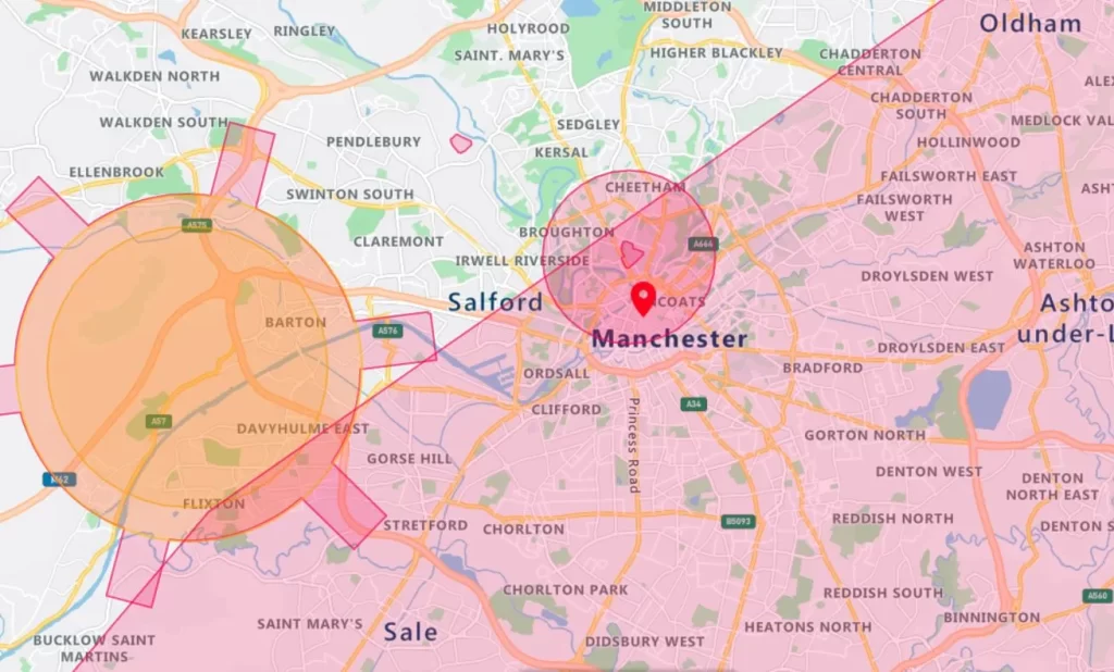 Manchester airspace map for drone flights