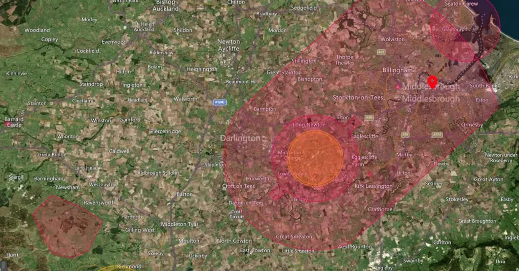 Middlesbrough drone airspace map