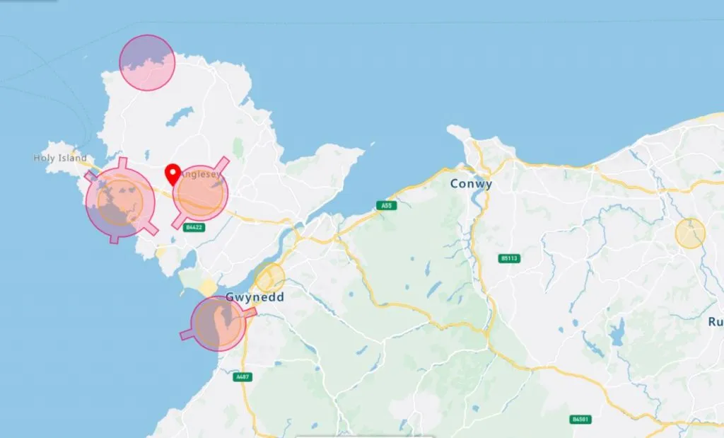 North Wales drone airspace map