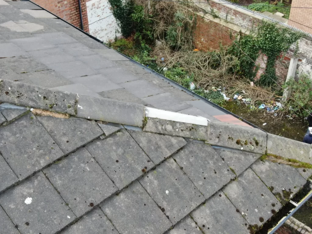 Roof tile inspection with a drone