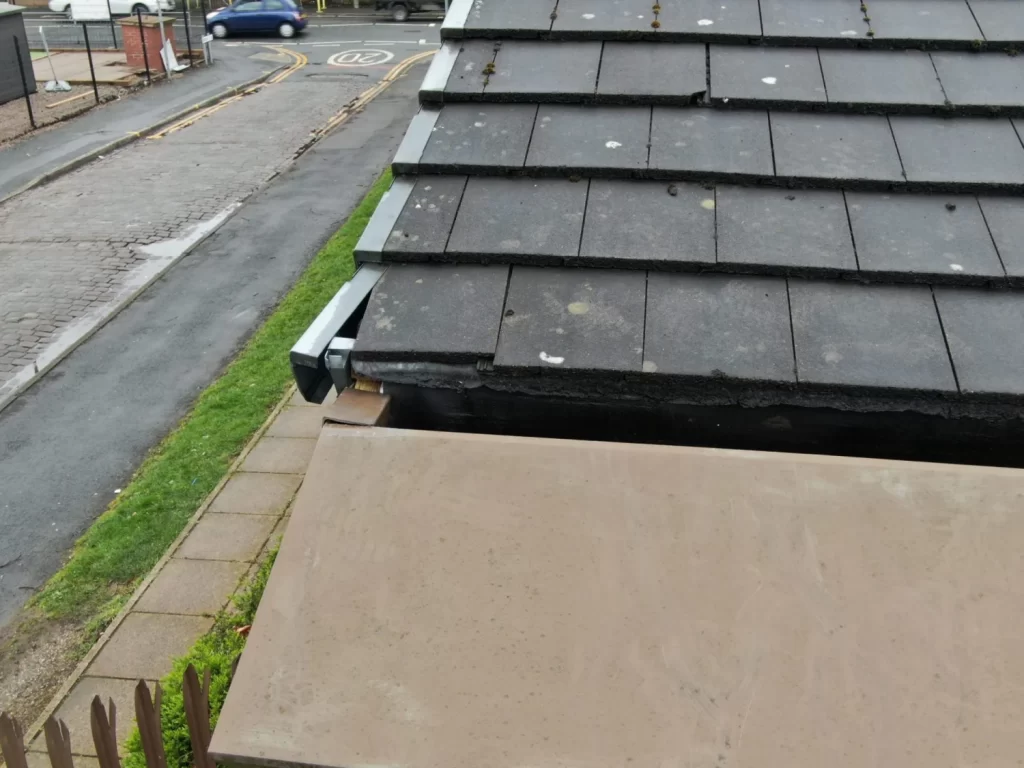 Concrete tile roof drone inspection