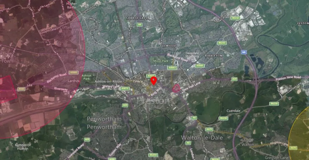 Preston drone airspace map