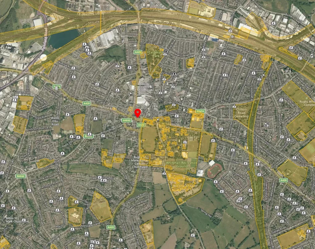 Rugby drone airspace map
