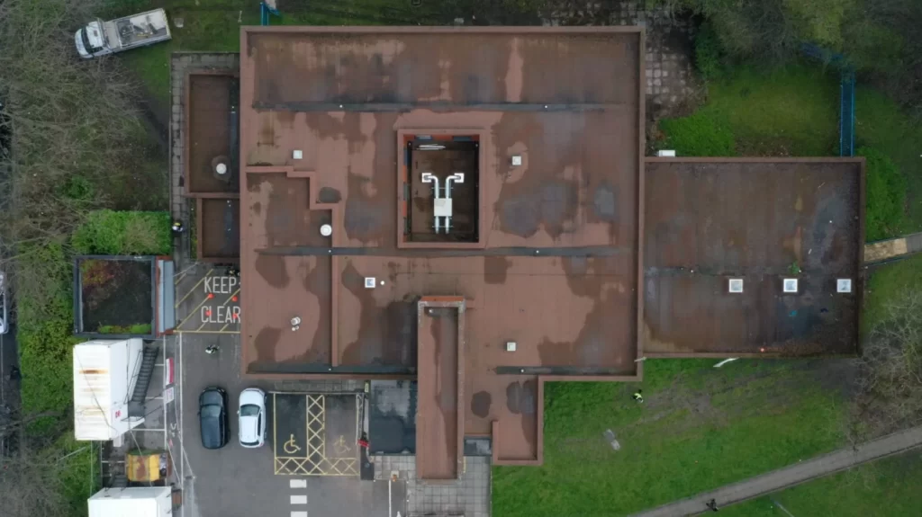 Aerial drone survey of a commercial building in Stoke-on-Trent