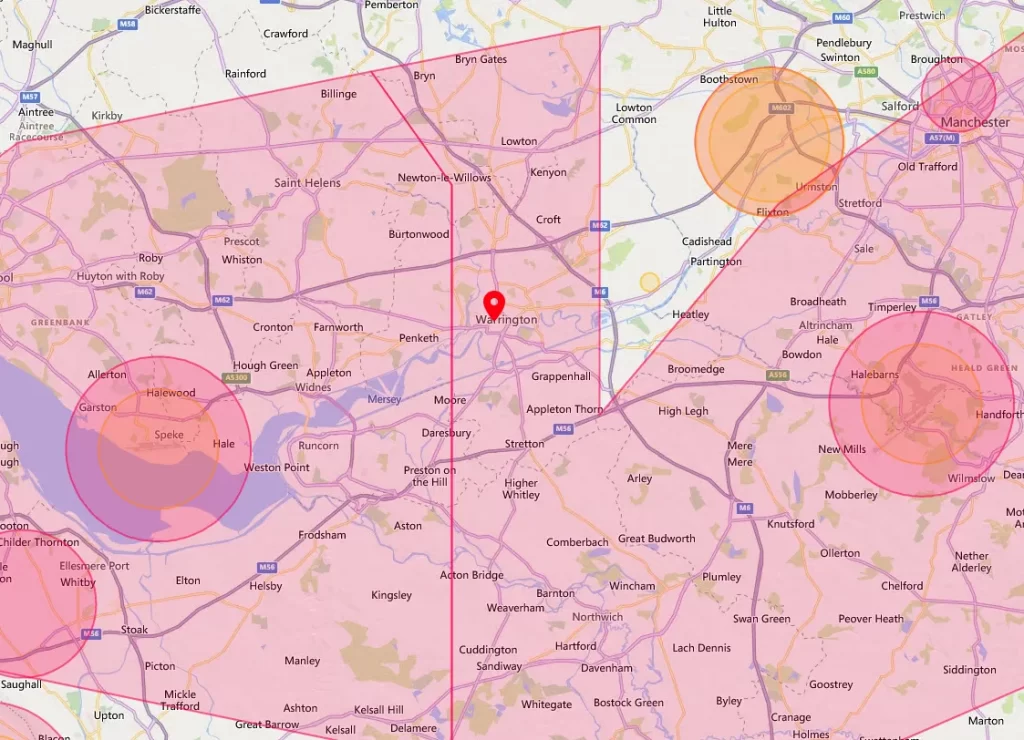 Warrington drone airspace map