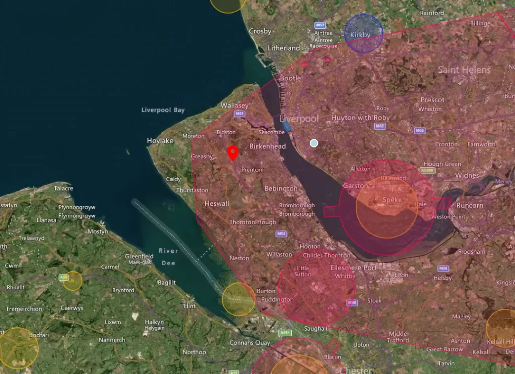Wirral drone airspace map